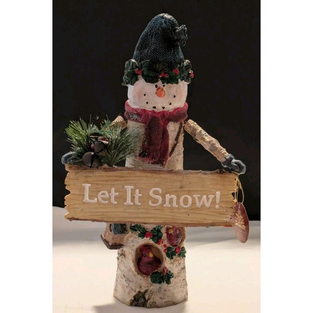 Enchanted Forest Christmas Let It Snow 14.5X8x4" Resin Snowman Table Accent NWT